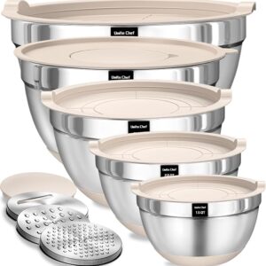 Umite Chef Mixing Bowls with Airtight Lids Set, 8PCS Stainless Steel Nesting Bowls
