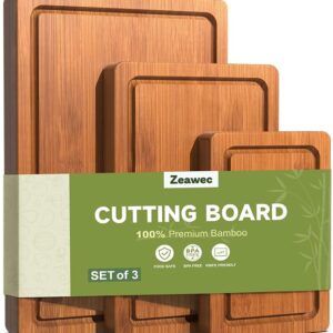 3-Piece Set Deep-Carbonized Bamboo Cutting Board for Kitchen